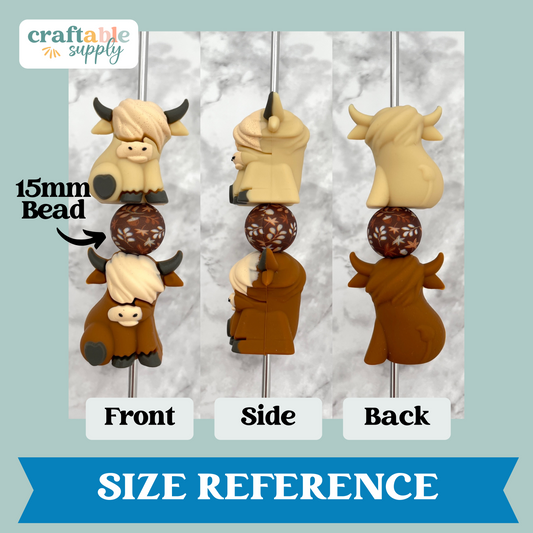 3D Highland Cow Silicone Focal Bead
