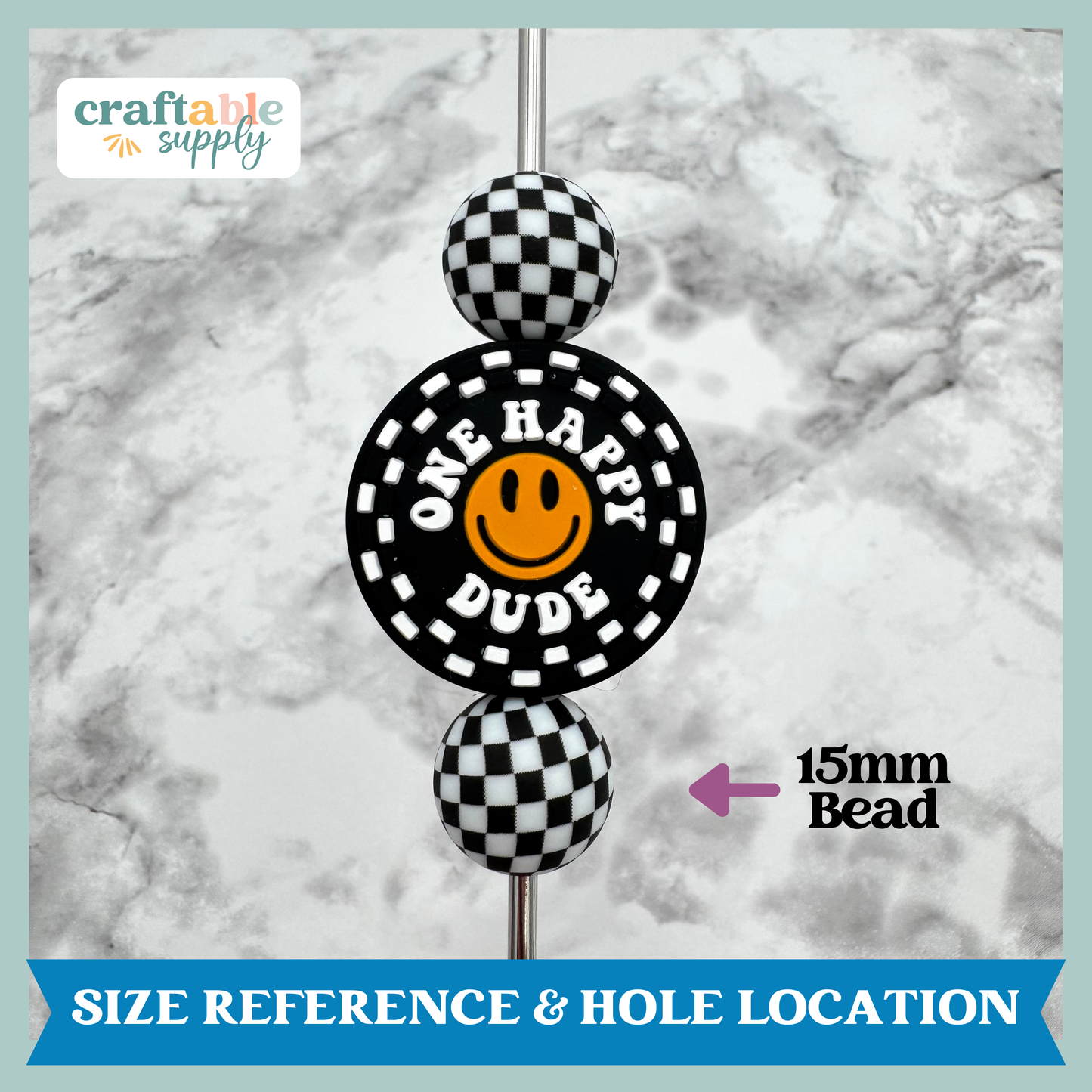 One Happy Dude Silicone Focal Bead