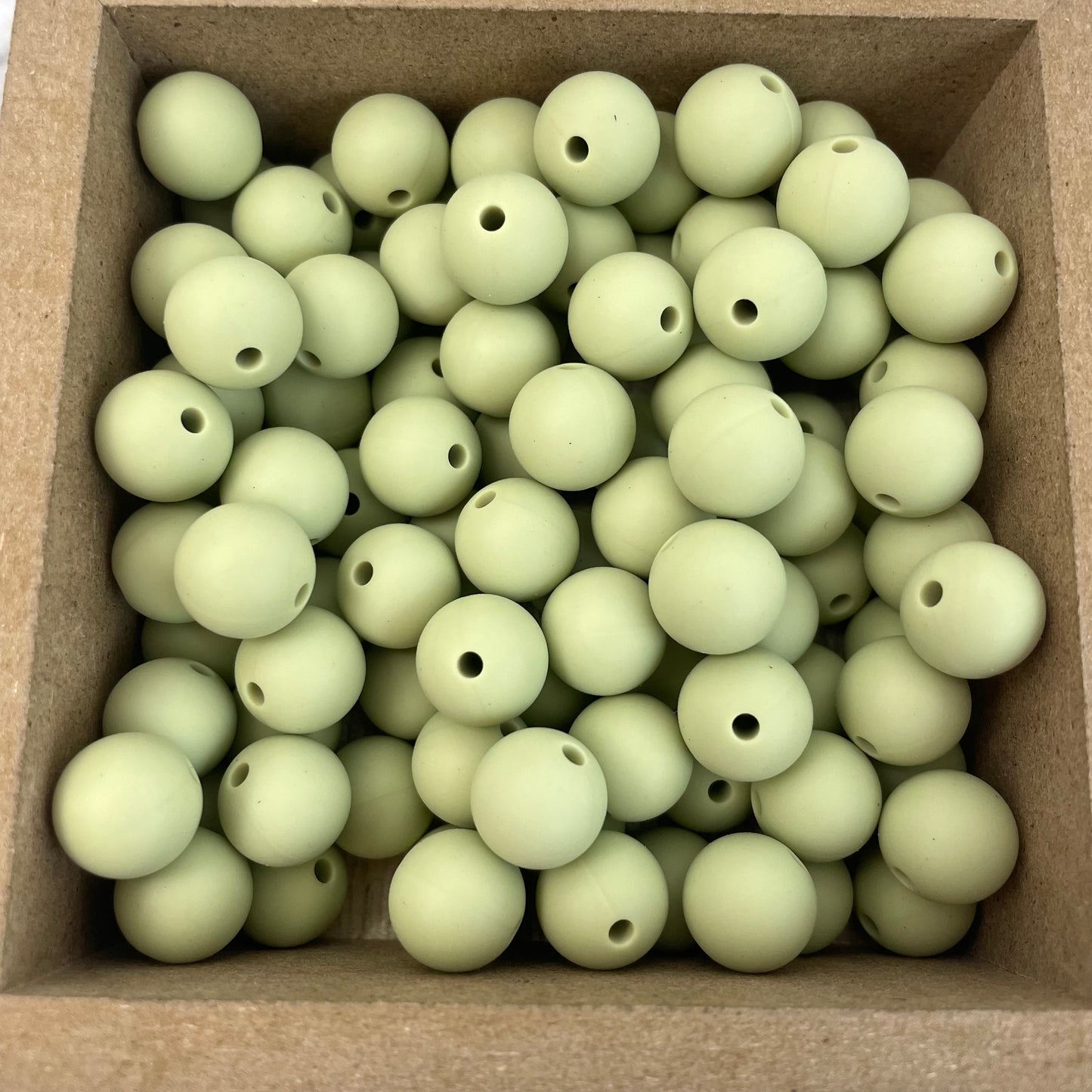 12mm Round Silicone Beads - Lint Green