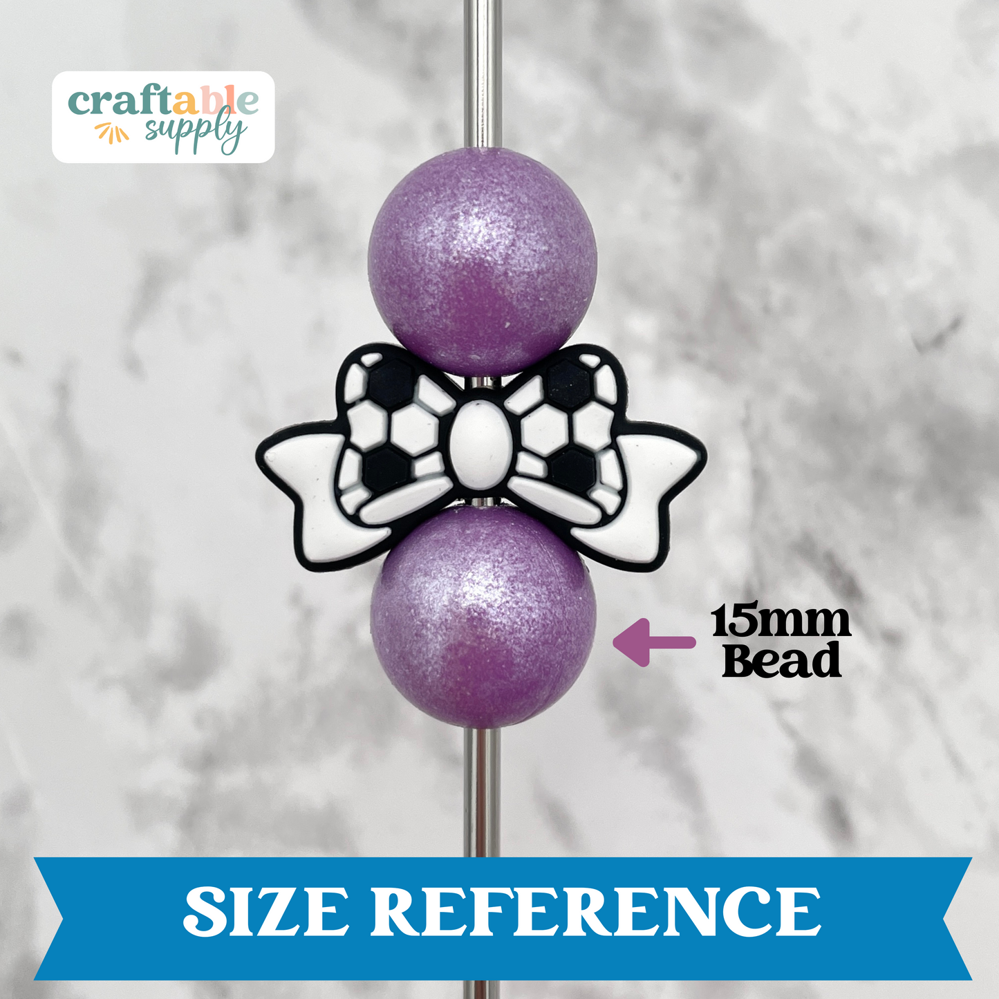 Soccer Bow Silicone Focal Bead