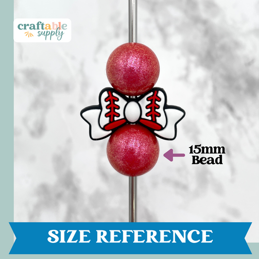 Baseball Bow Silicone Focal Bead