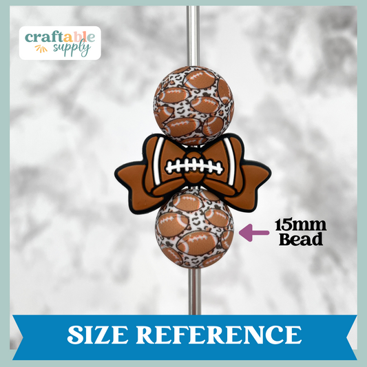 Football Bow Silicone Focal Bead