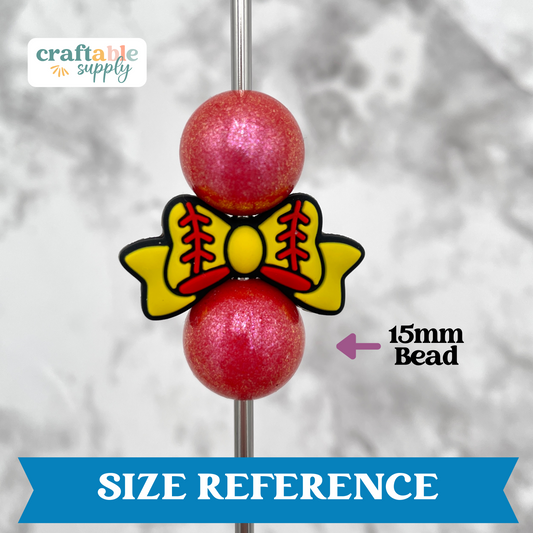 Softball Bow Silicone Focal Bead