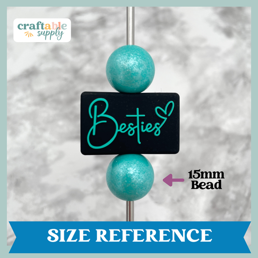 Besties Rectangular Silicone Focal Bead