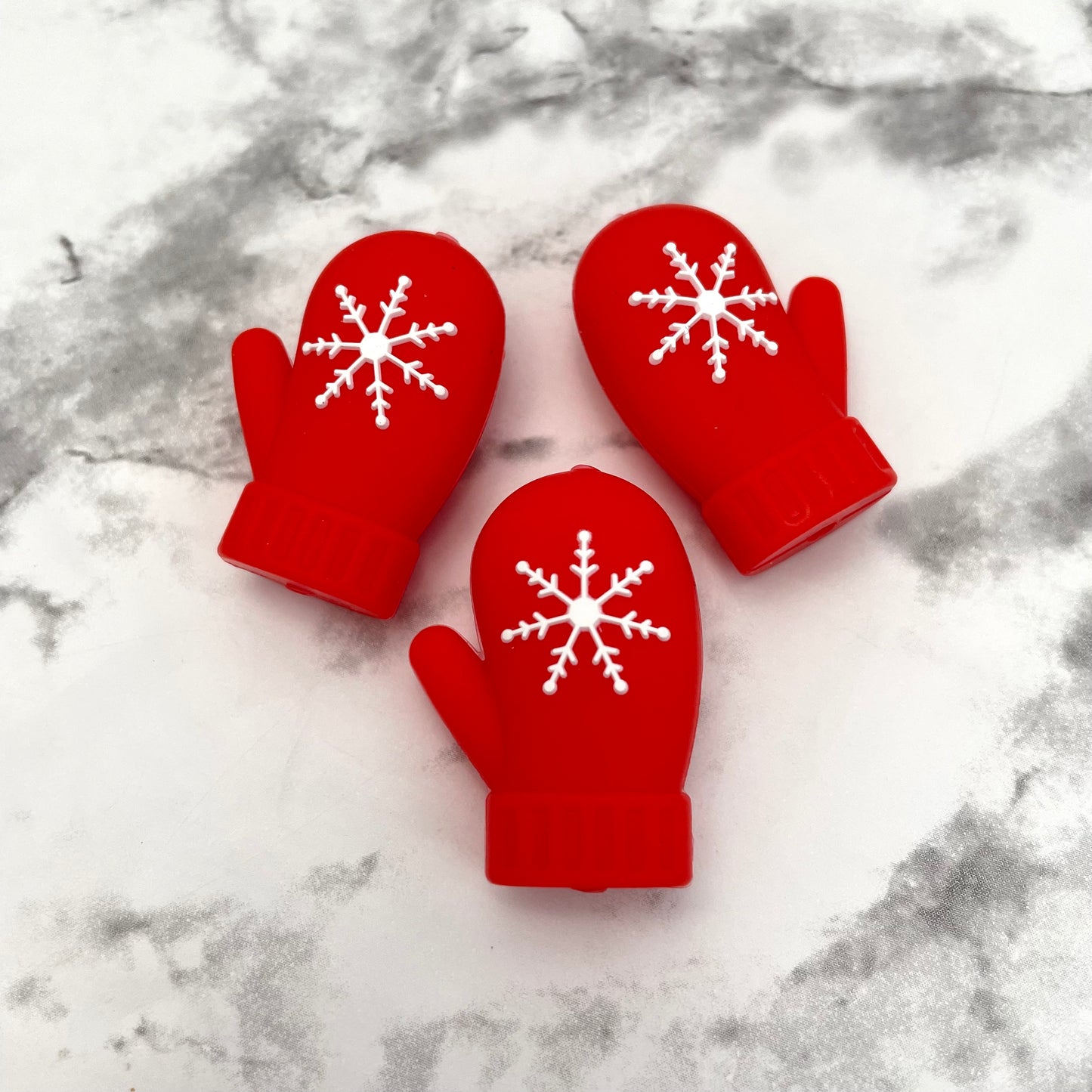 Snowflake Mitten Silicone Focal Bead