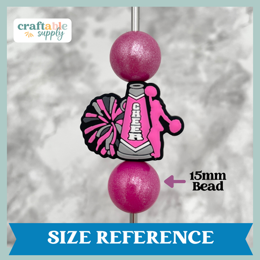 Cheer Pom Pom Silicone Focal Bead