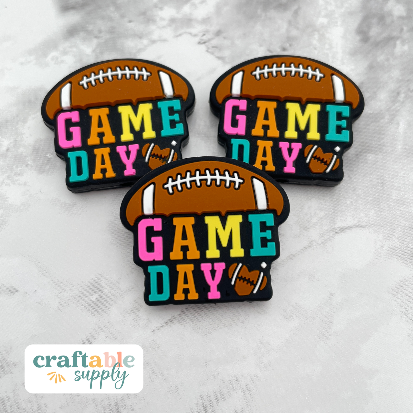 Football Game Day Silicone Focal Bead