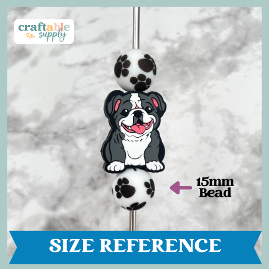 Bulldog Puppy Dog Silicone Focal Bead