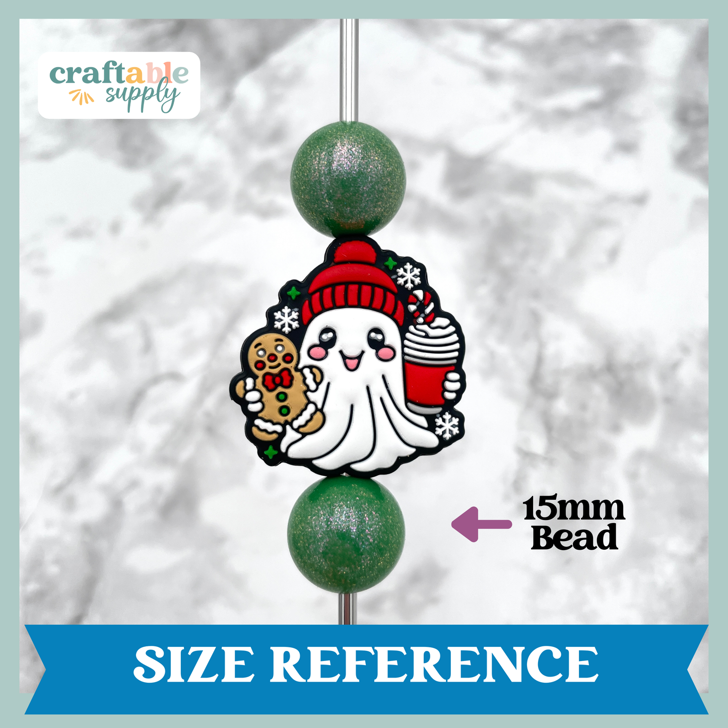 Christmas Spirit Ghost Silicone Focal Bead