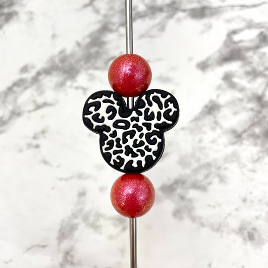 Leopard Mouse Head Soft PVC Focal Bead