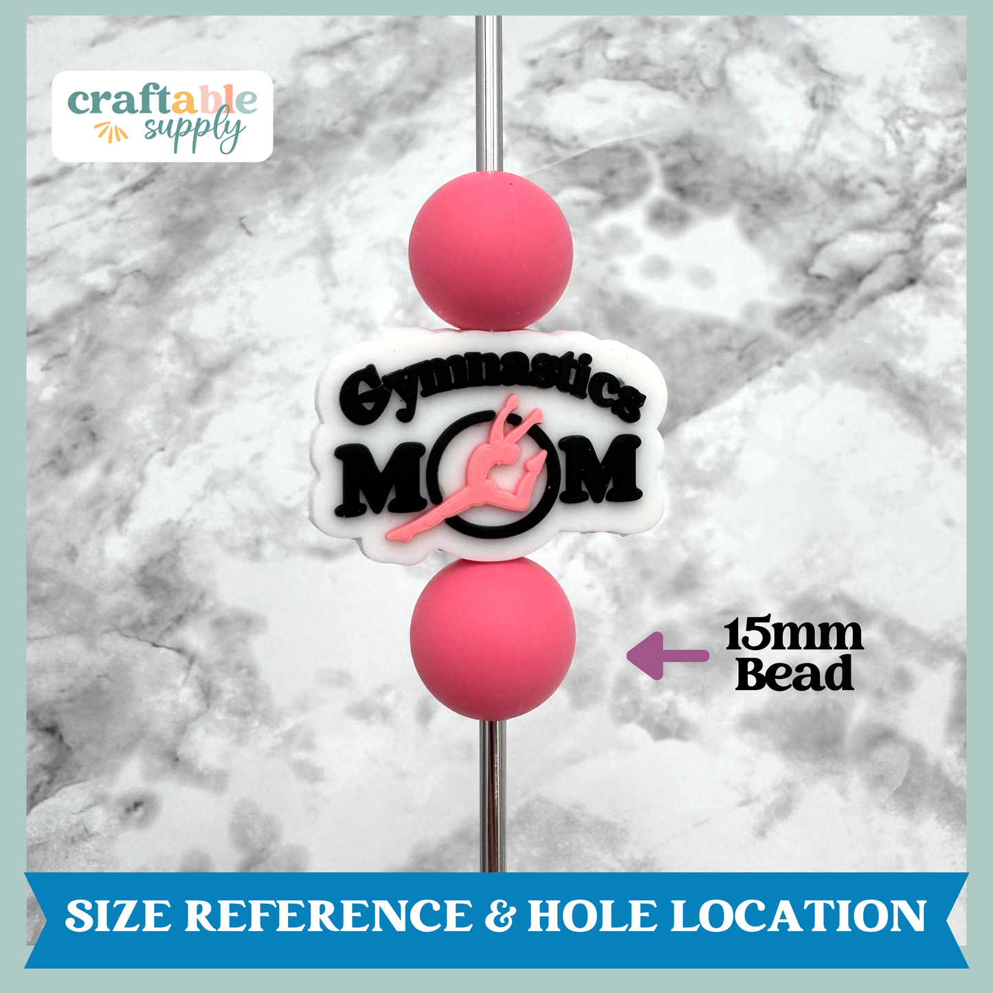 Gymnastics Mom Soft PVC Focal Bead