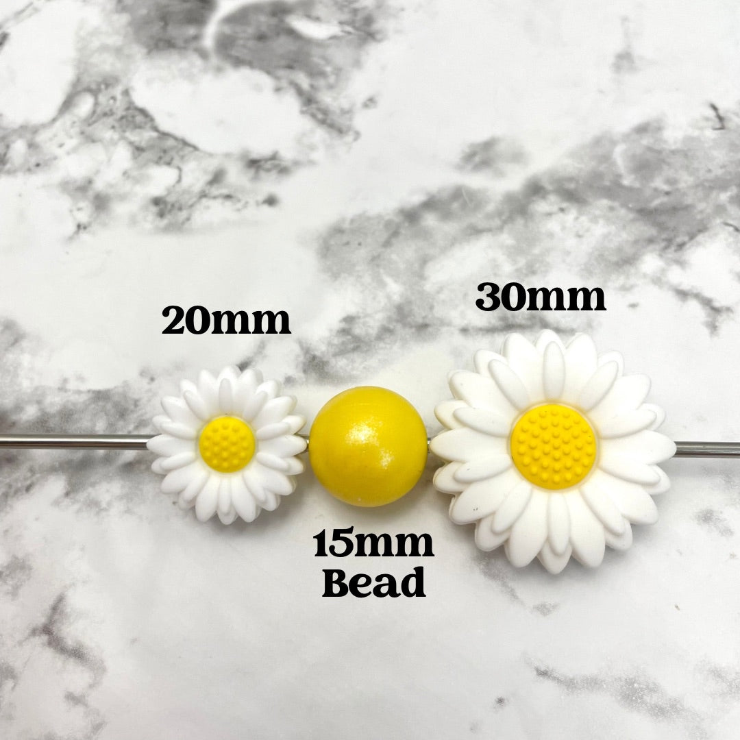 30mm Flower Silicone Focal Beads