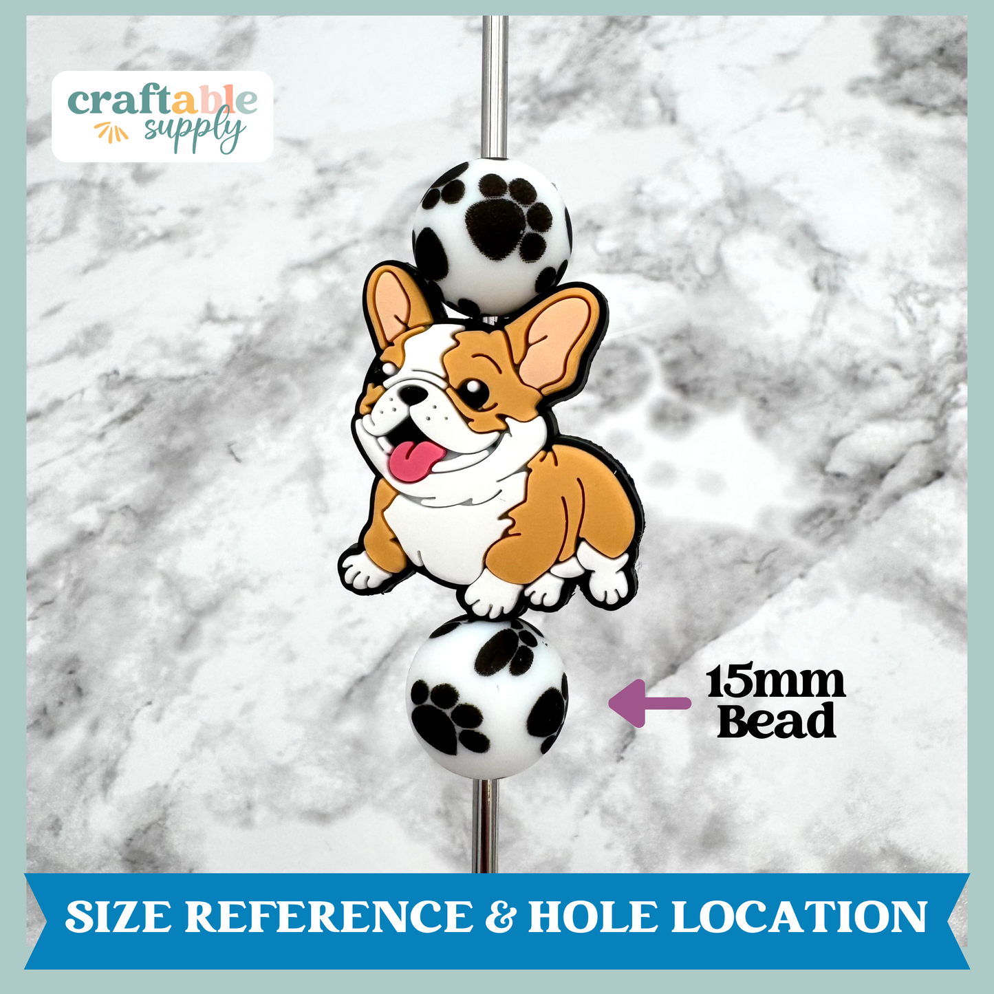 French Bulldog Soft PVC Focal Bead