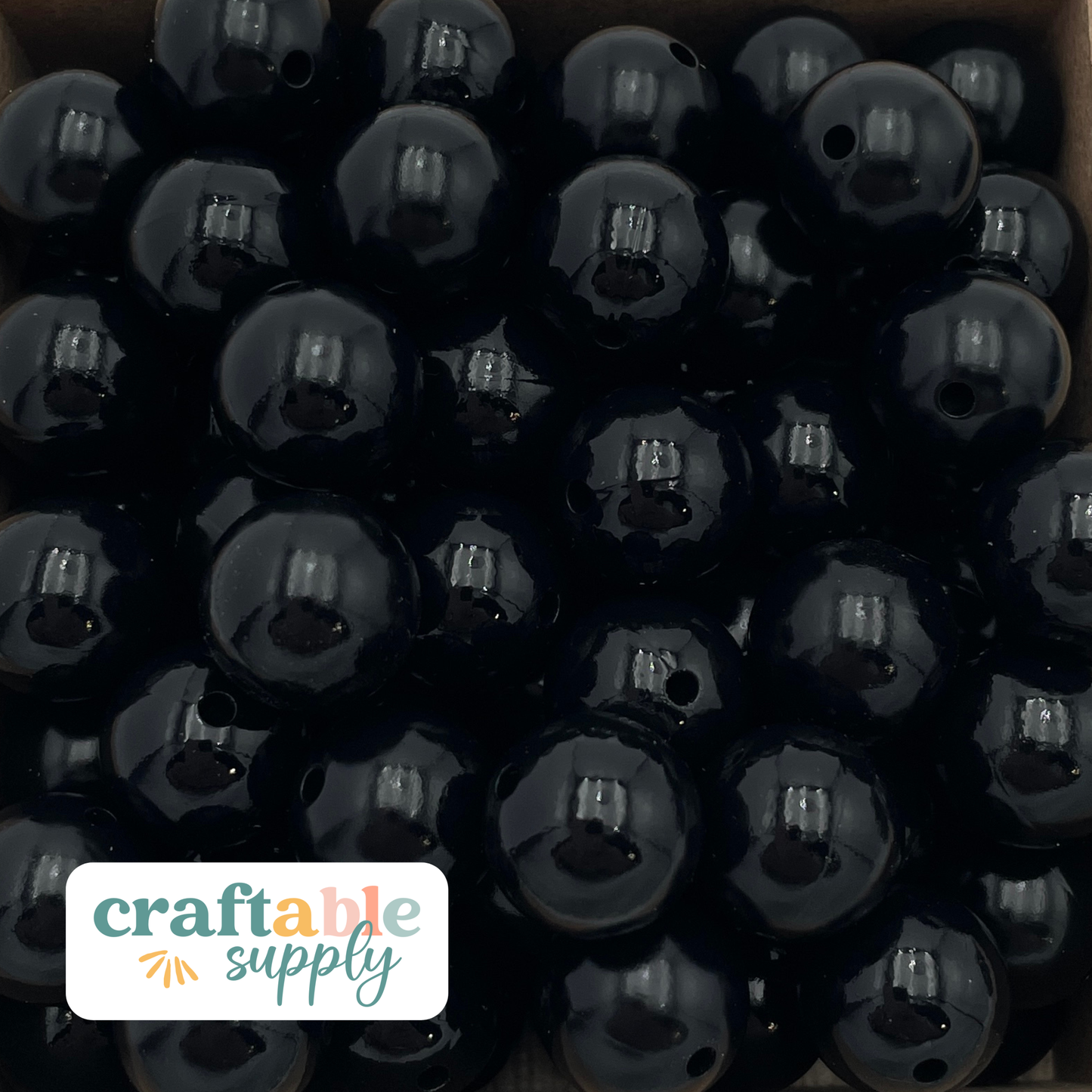 15mm Round Silicone Beads - Black Liquid