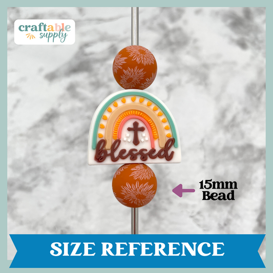 Blessed Cross Rainbow Soft PVC Focal Bead