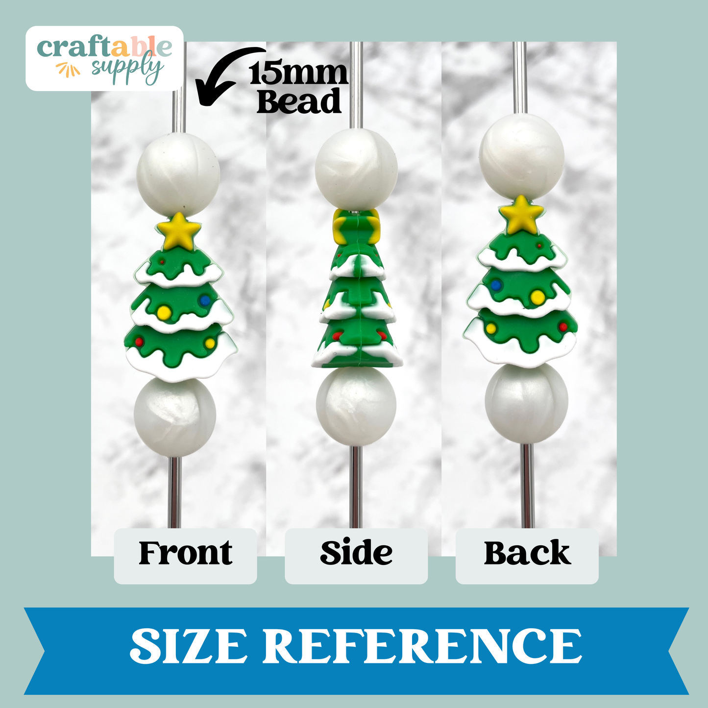 3D Christmas Tree Silicone Focal Bead