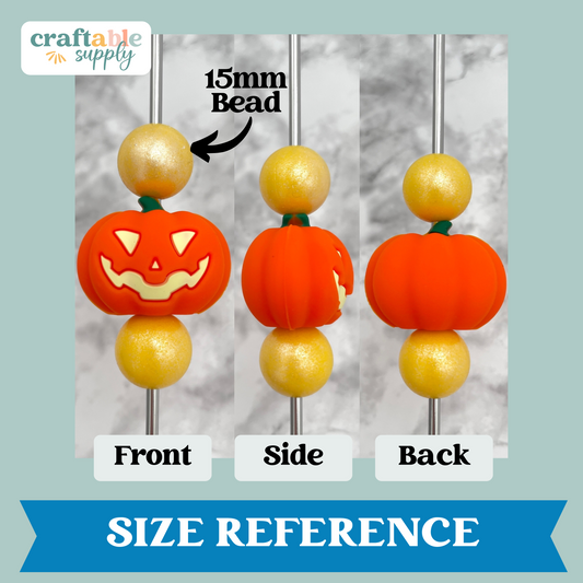 3D Jack o Lantern Silicone Focal Bead