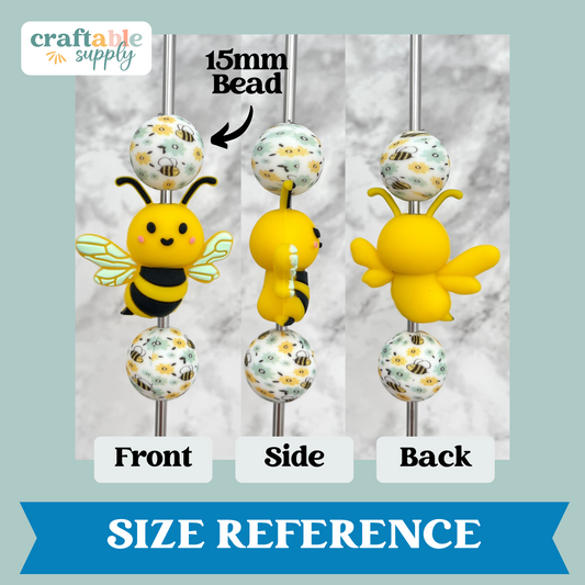 3D Bumble Bee Silicone Focal Bead