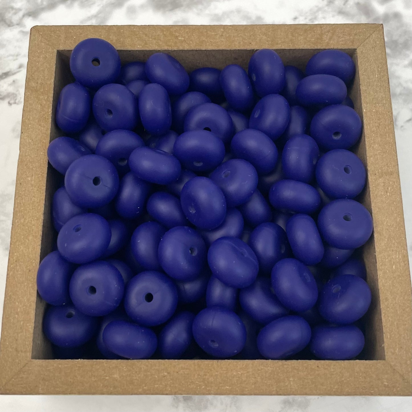14mm Abacus Silicone Beads - Navy Blue