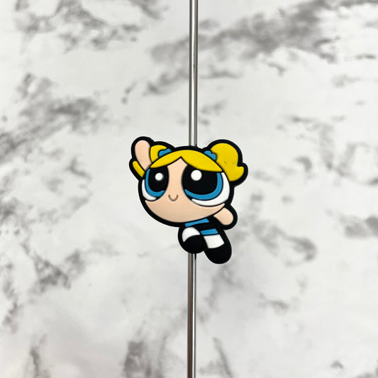 Blue Power Girl Silicone Focal Bead