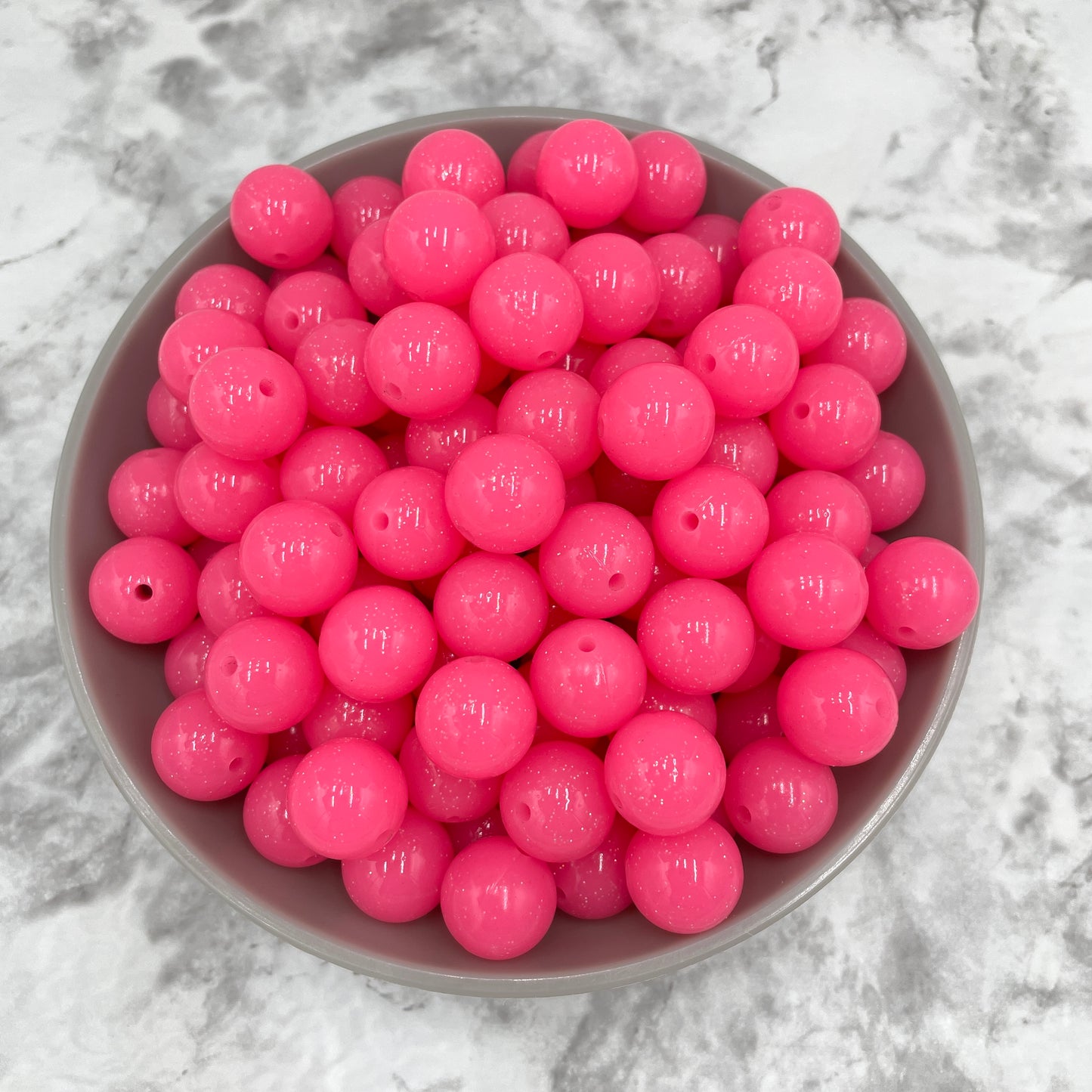 15mm Round Silicone Beads - Pink Jelly Glitter