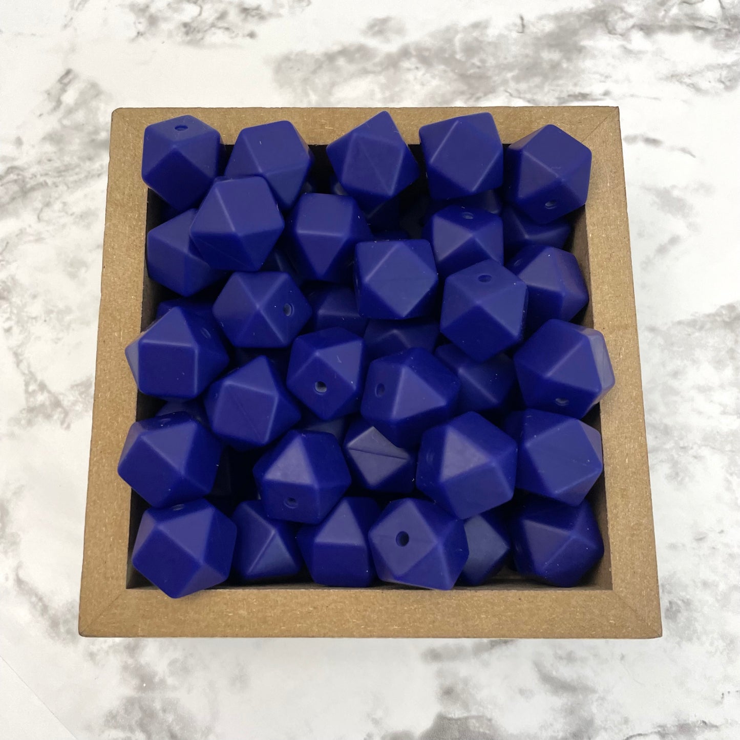 Hex 14mm Silicone Beads - Navy Blue