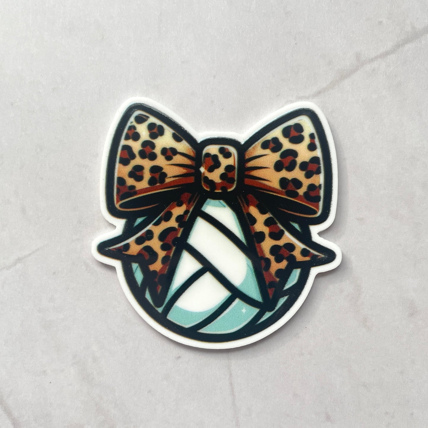 Volleyball Leopard Bow Planar Resin Flatback