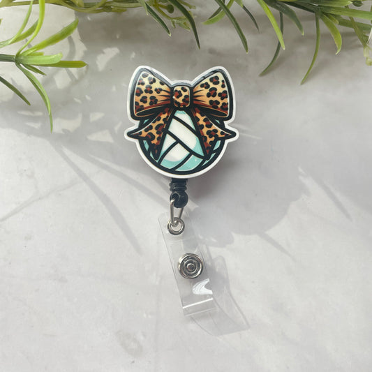 Volleyball Leopard Bow Planar Resin Flatback