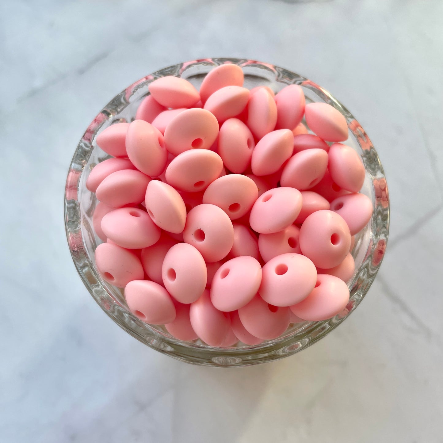12mm Lentil Silicone Beads - Rose Quartz
