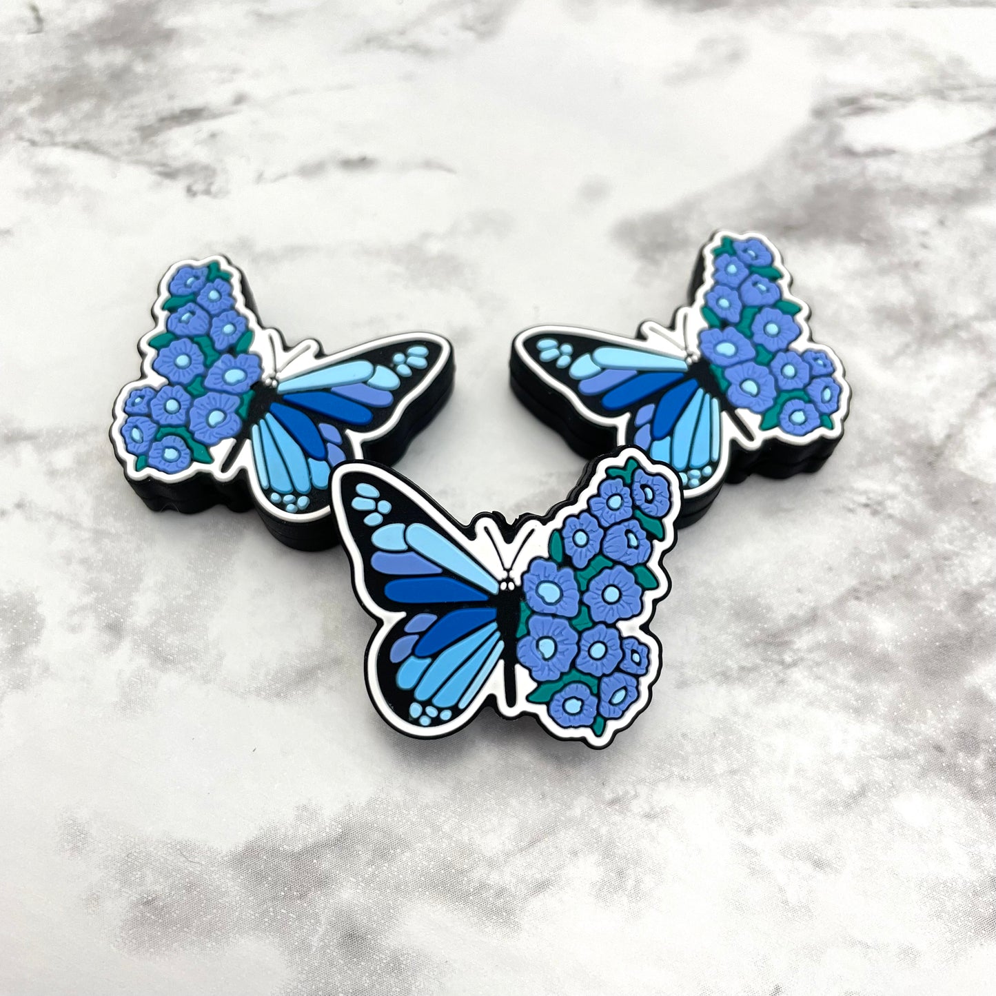 Butterfly Flowers Silicone Focal Bead
