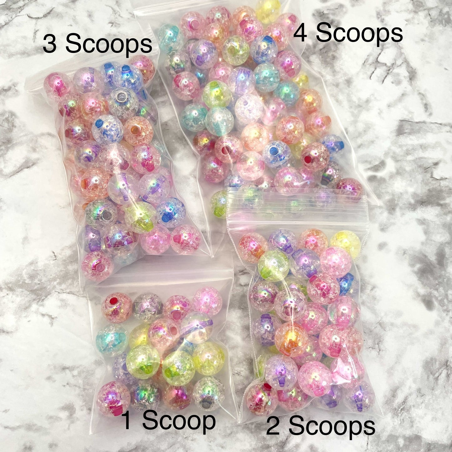 16mm Color Core Crackle Acrylic Bubblegum Bead Scoops