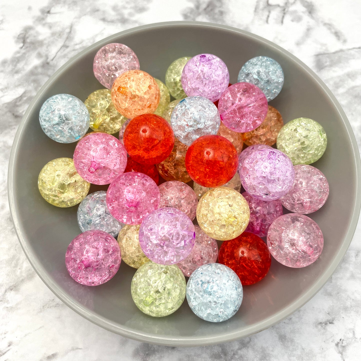 20mm Crackle Acrylic Bubblegum Beads Rainbow Pack