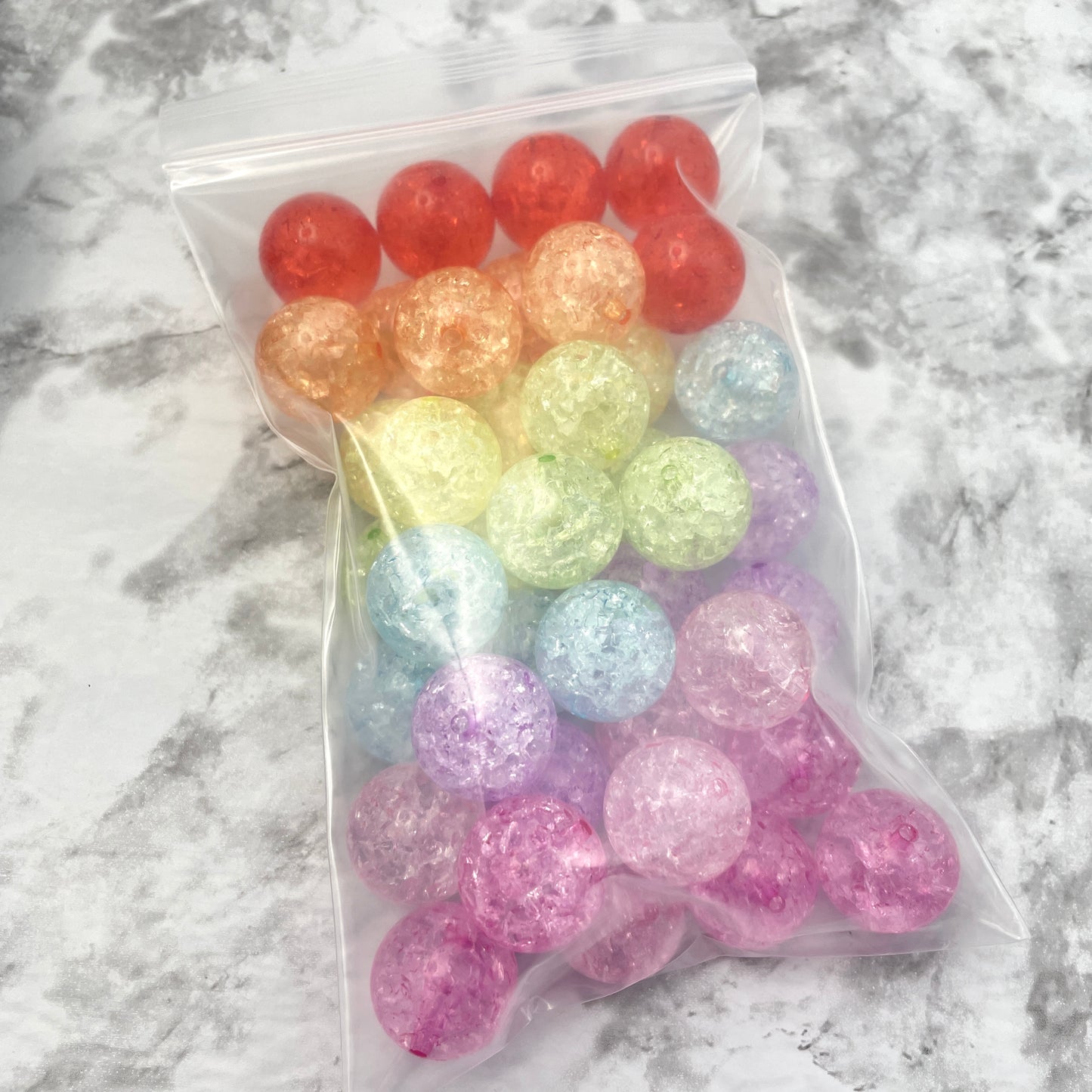 20mm Crackle Acrylic Bubblegum Beads Rainbow Pack