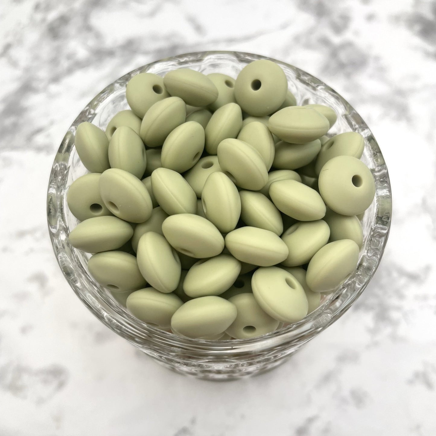 12mm Lentil Silicone Beads - Lint Green