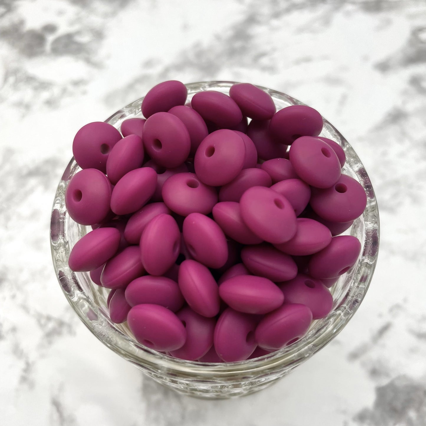 12mm Lentil Silicone Beads - Plum