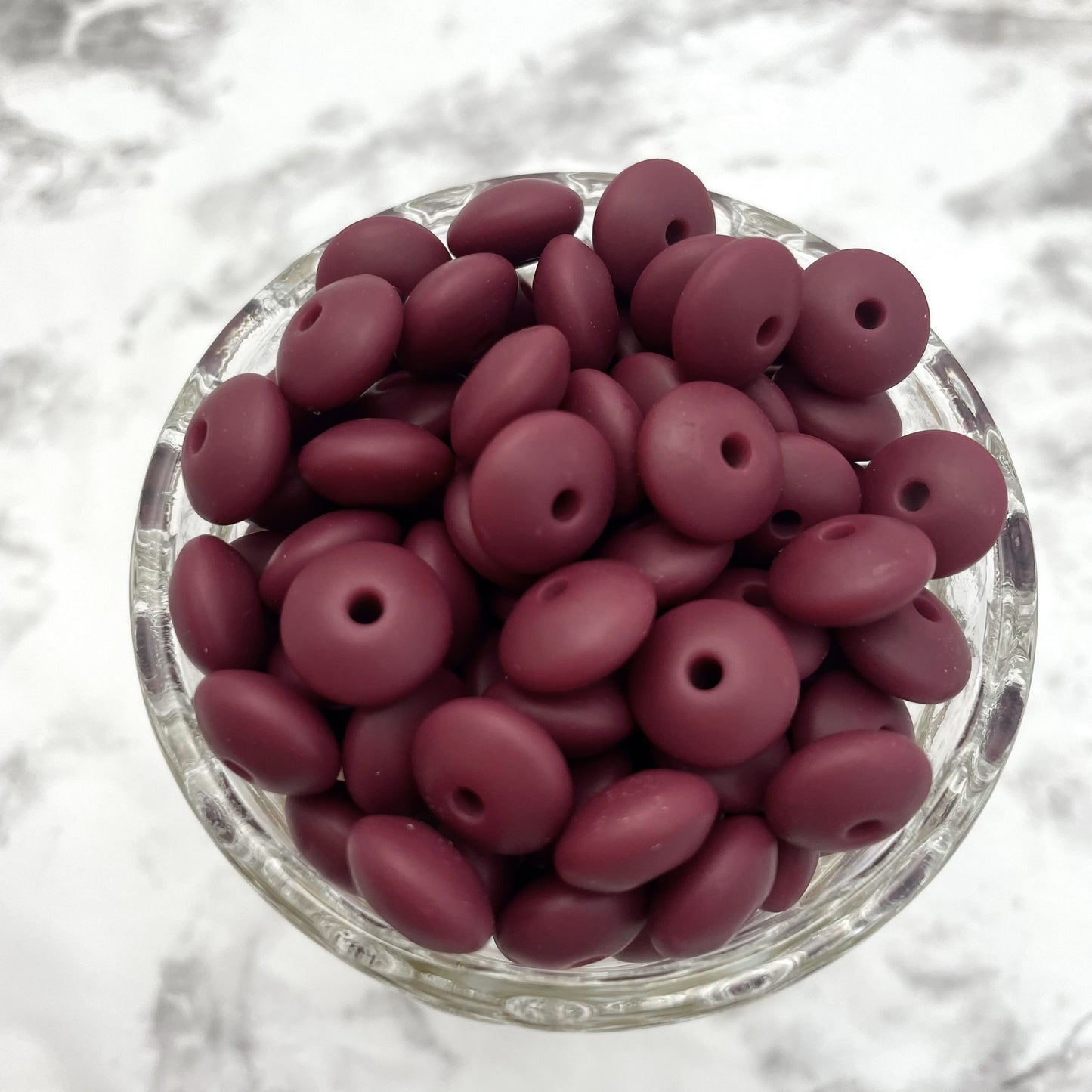 12mm Lentil Silicone Beads - Red Wine
