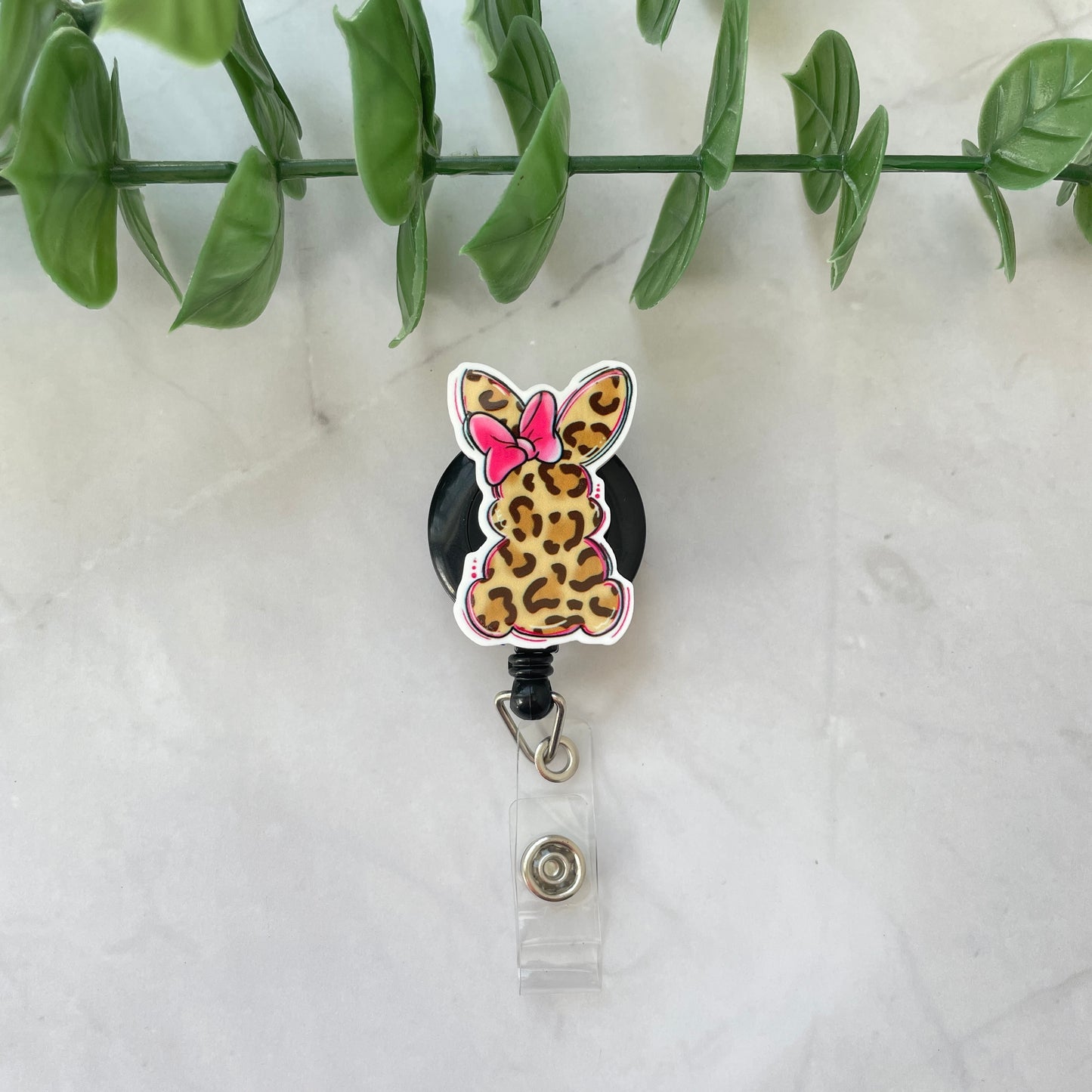 Leopard Bunny with Bow Planar Resin Flatback