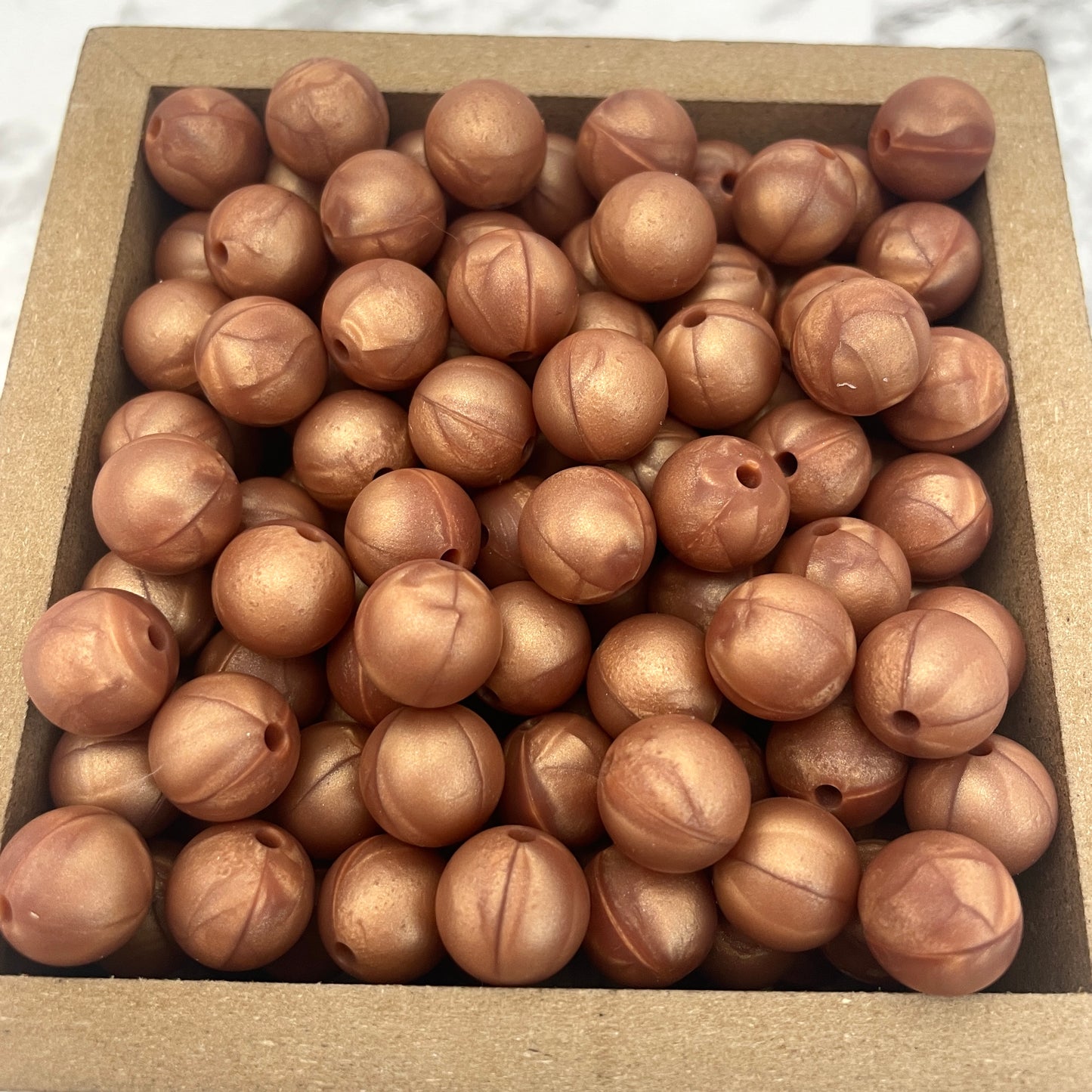 12mm Round Silicone Beads - Copper Pearl