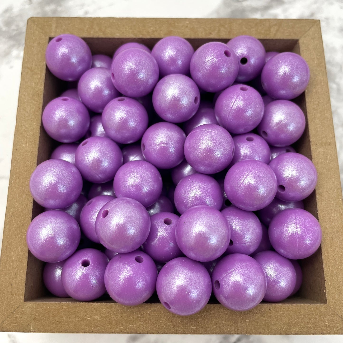 15mm Round Silicone Beads - Medium Purple Opal