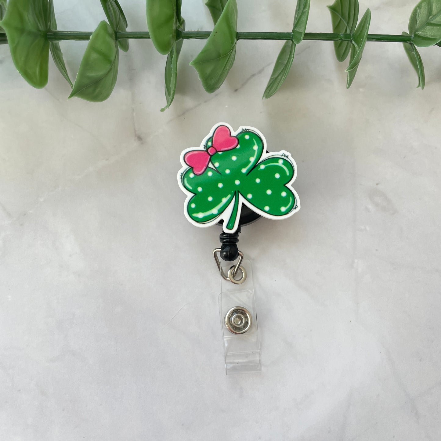 Pink Bow Shamrock Clover Planar Resin Flatback