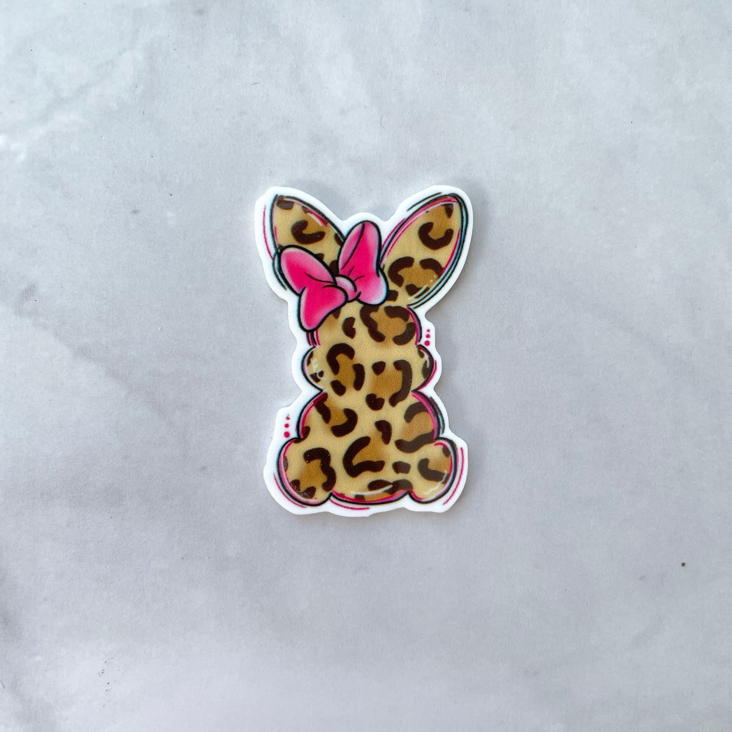 Leopard Bunny with Bow Planar Resin Flatback