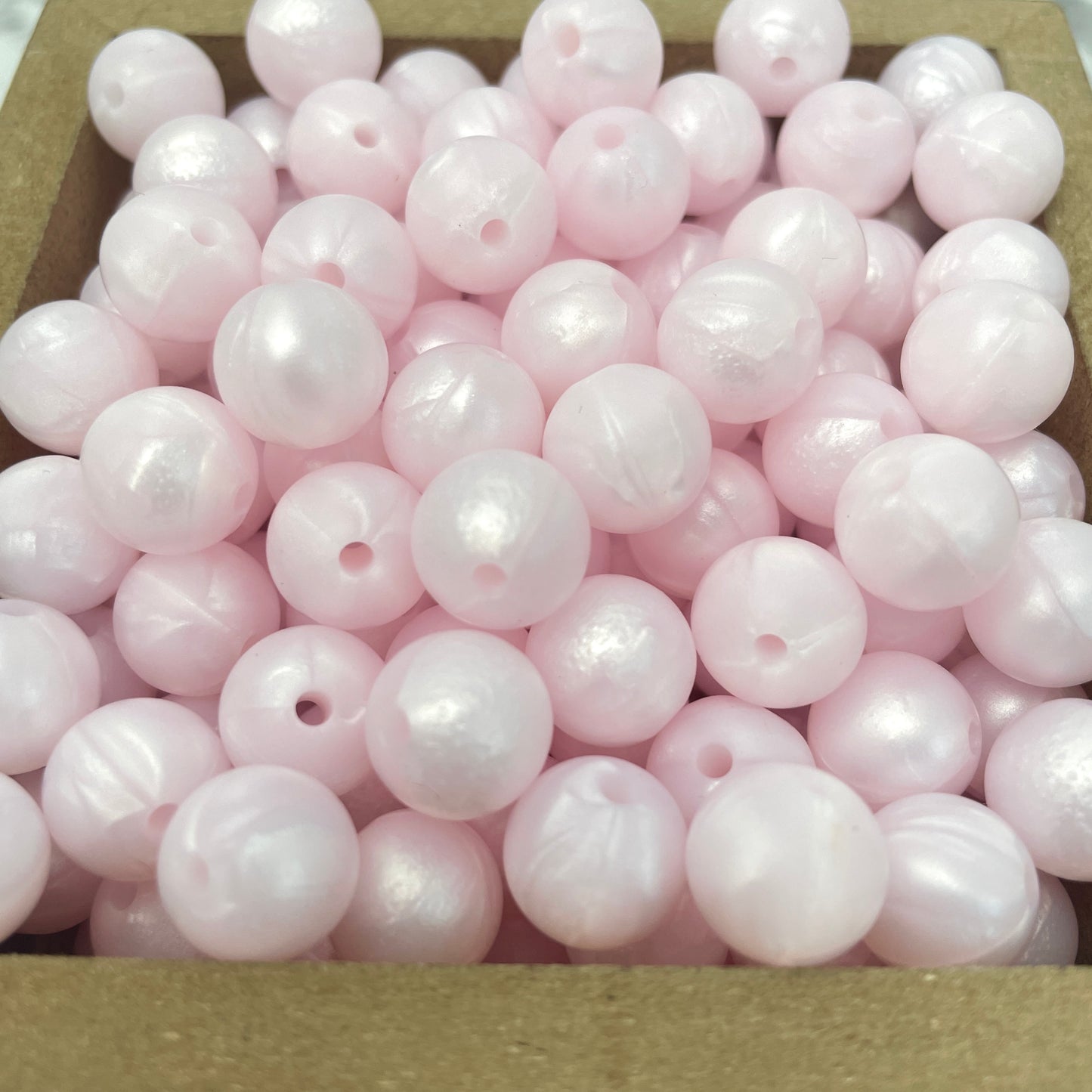 12mm Round Silicone Beads - Heavenly Pink Pearl
