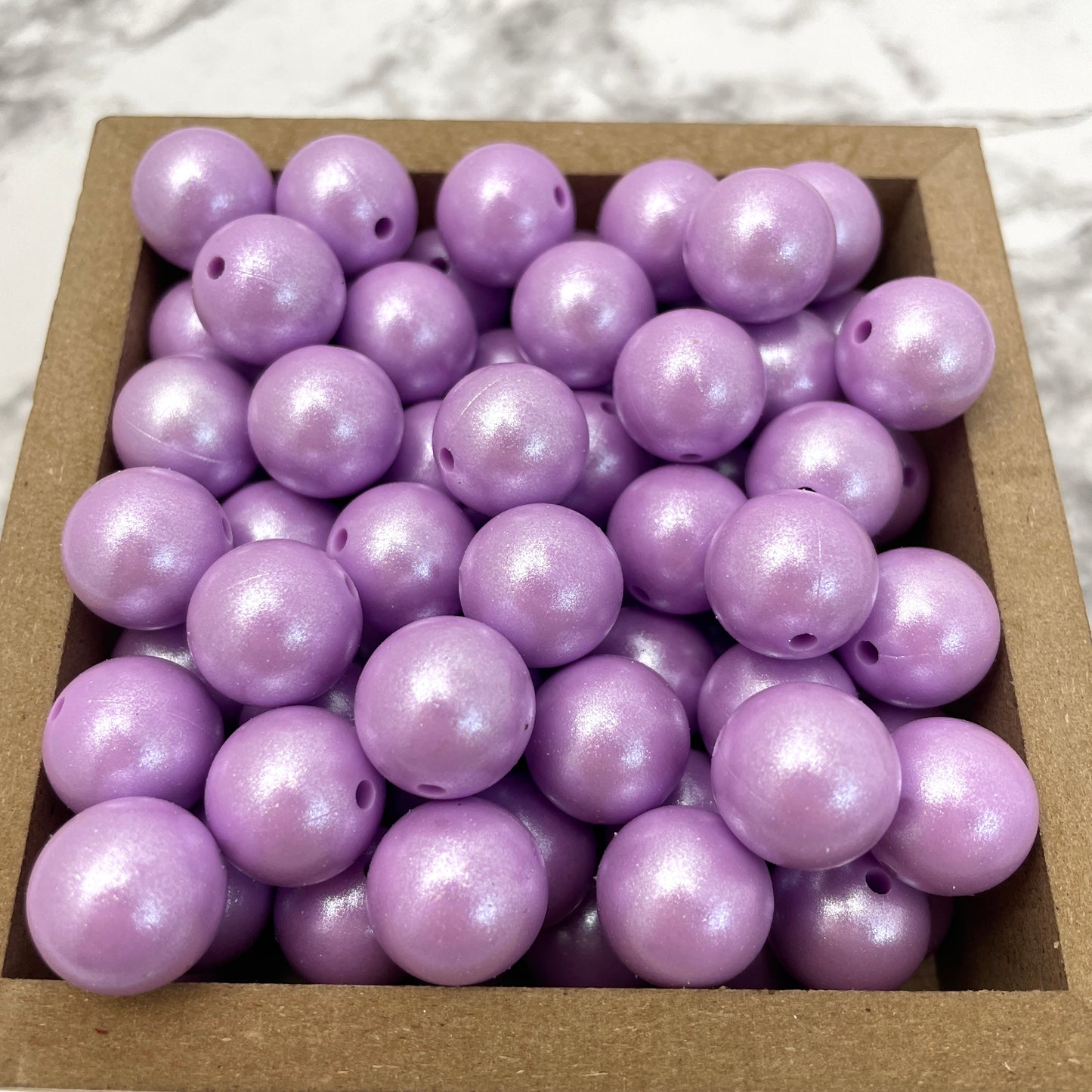15mm Round Silicone Beads - Pastel Purple Opal