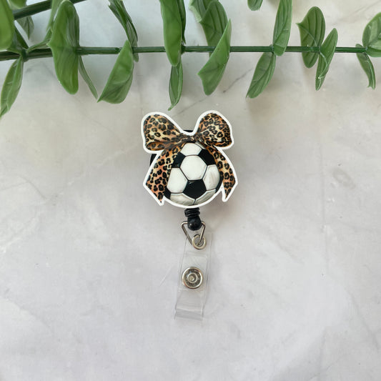 Soccer Leopard Bow Planar Resin Flatback
