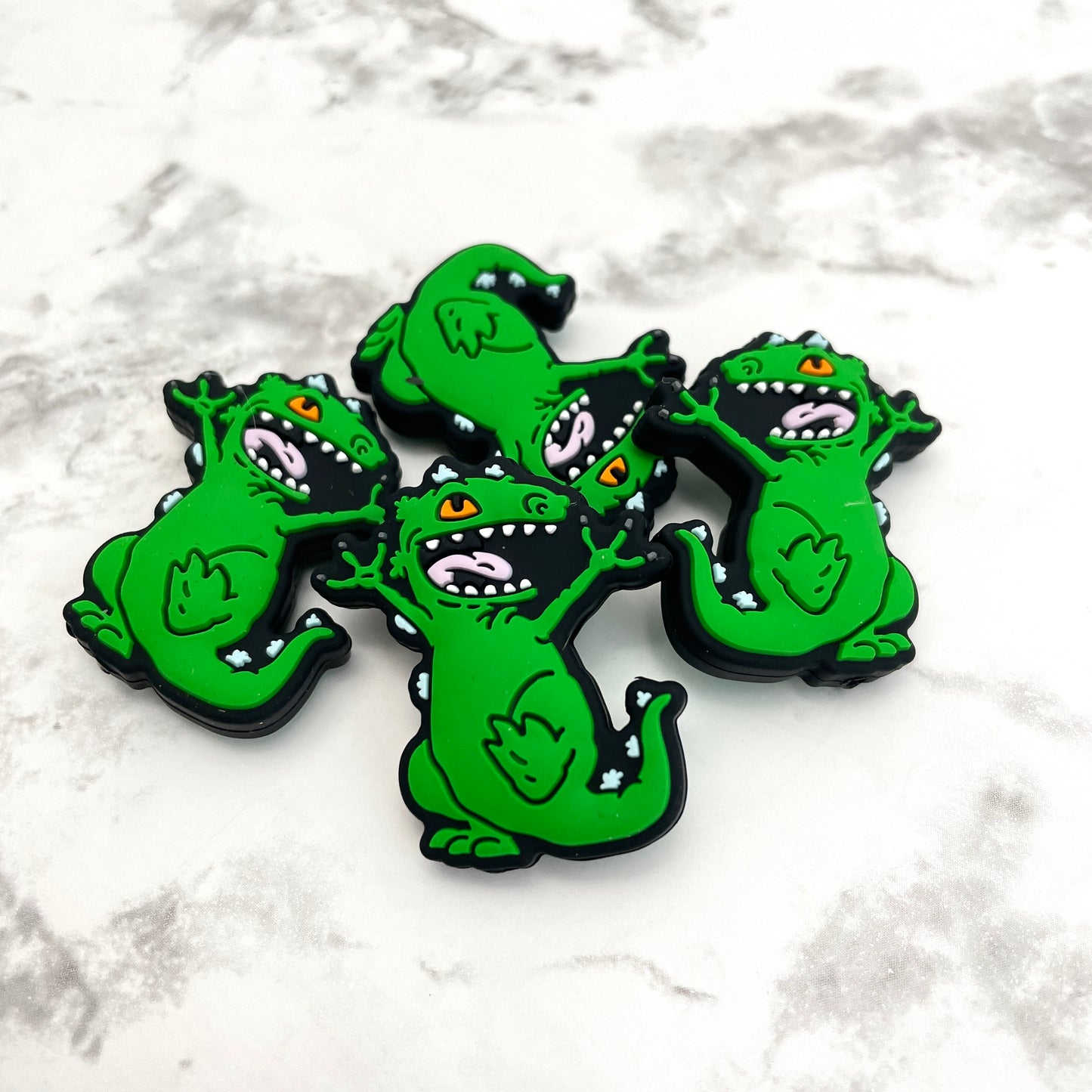 Green Dino Silicone Focal Bead