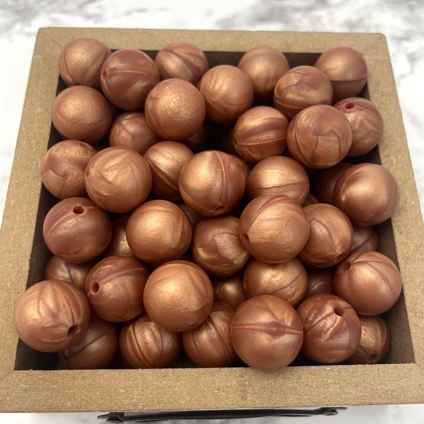 15mm Round Silicone Beads - Copper Pearl