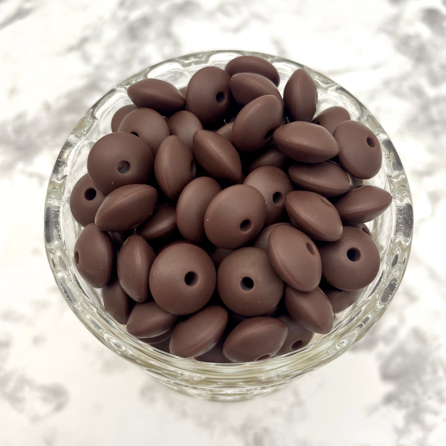 12mm Lentil Silicone Beads - Chocolate Brown
