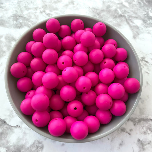 15mm Round Silicone Beads - Violet Red