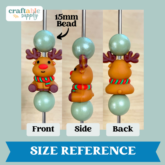 3D Reindeer Silicone Focal Bead