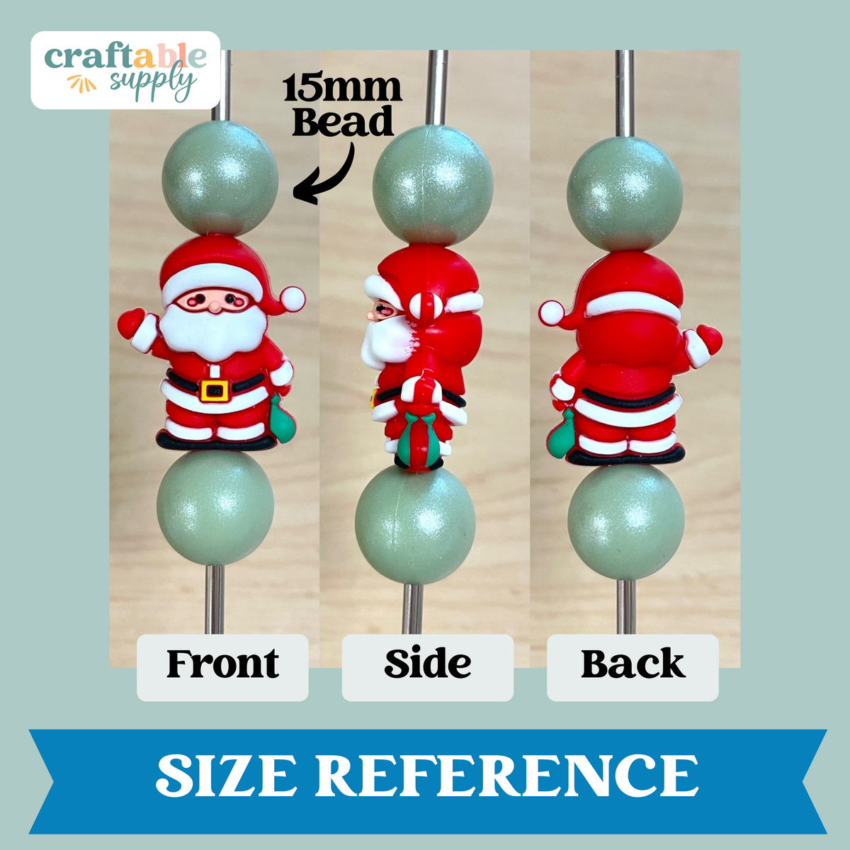 Santa Craftable 3D Santa Clause Silicone Focal Bead – Craftable Supply